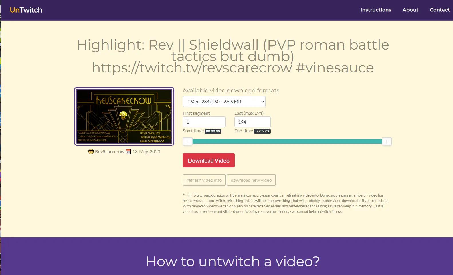 Online Twitch VOD Downloader